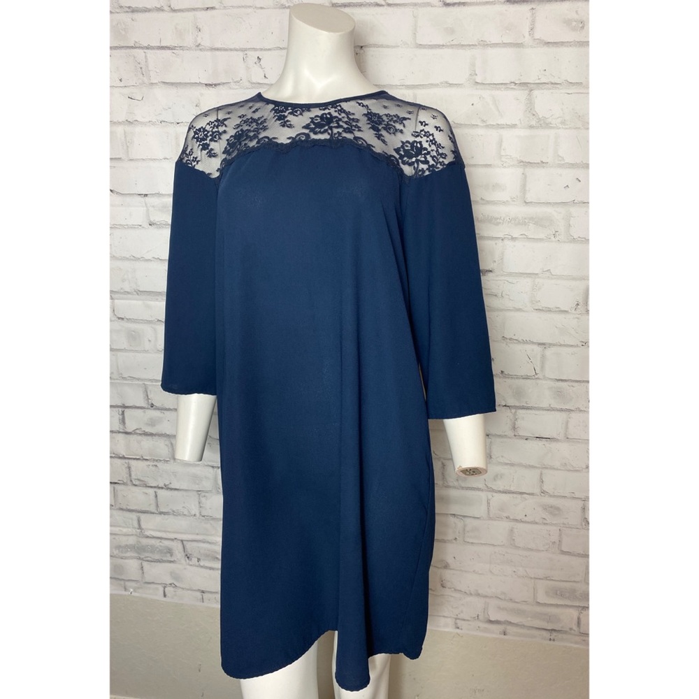 ZARA basic navy shift dress w/ lace XL